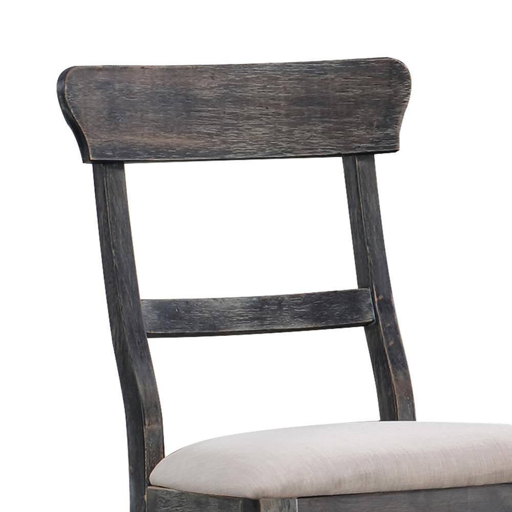 Set of 2 Wallace Side Chair Light Brown/Gray - Acme Furniture: Upholstered Linen, Turned Legs, Crosspiece Backrest