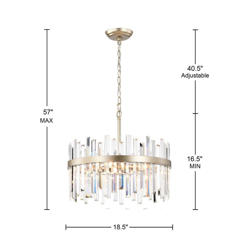 The Lighting Store Casandra Brushed Champagne Silver 5-light Drum Crystal Chandelier