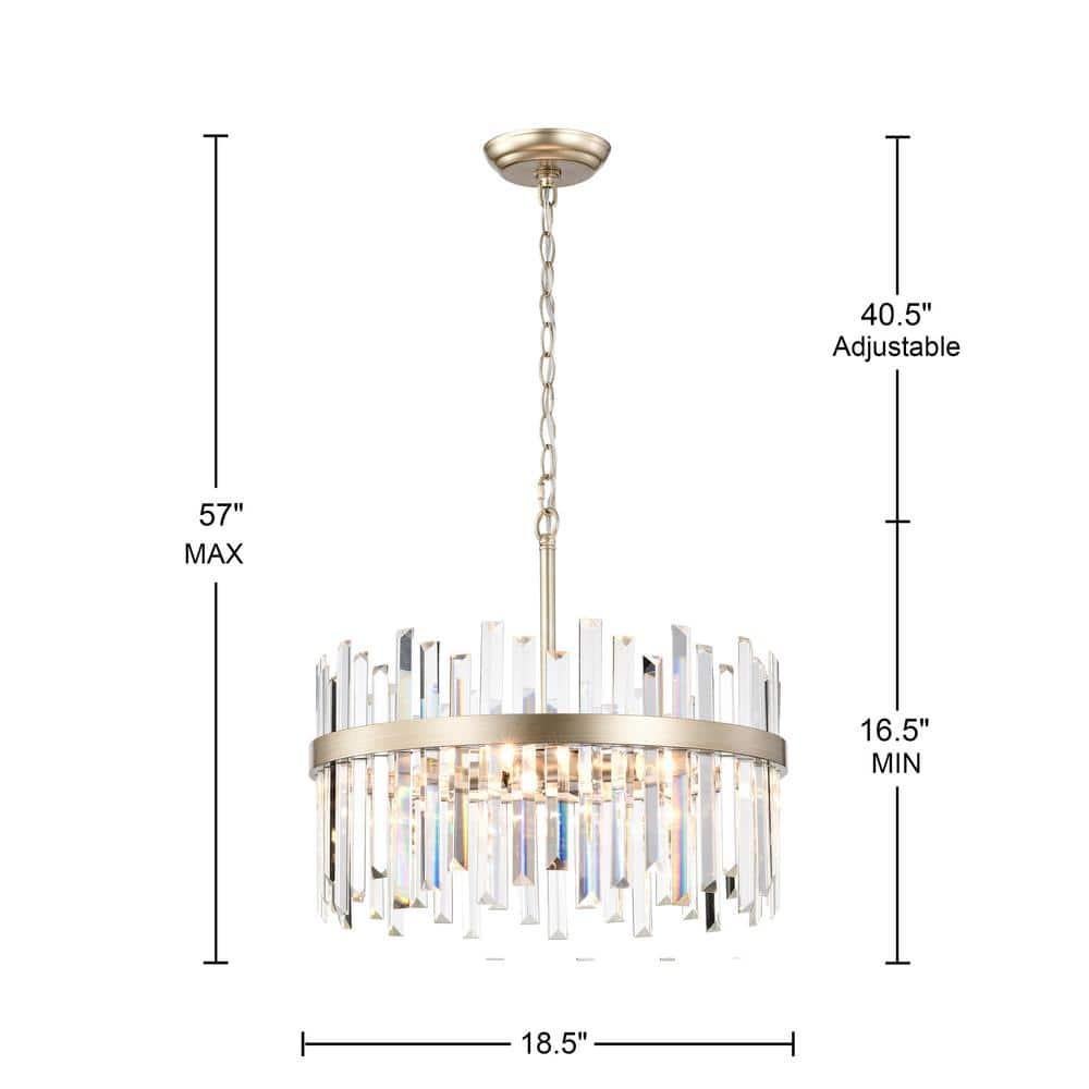The Lighting Store Casandra Brushed Champagne Silver 5-light Drum Crystal Chandelier