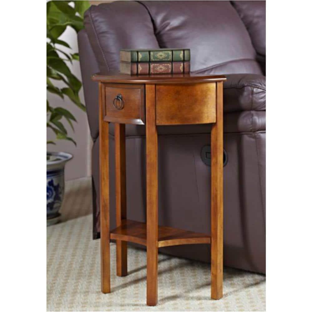 Demilune Hall Stand - Chocolate Cherry - Leick Home: Entryway Furniture with Drawer & Lower Shelf