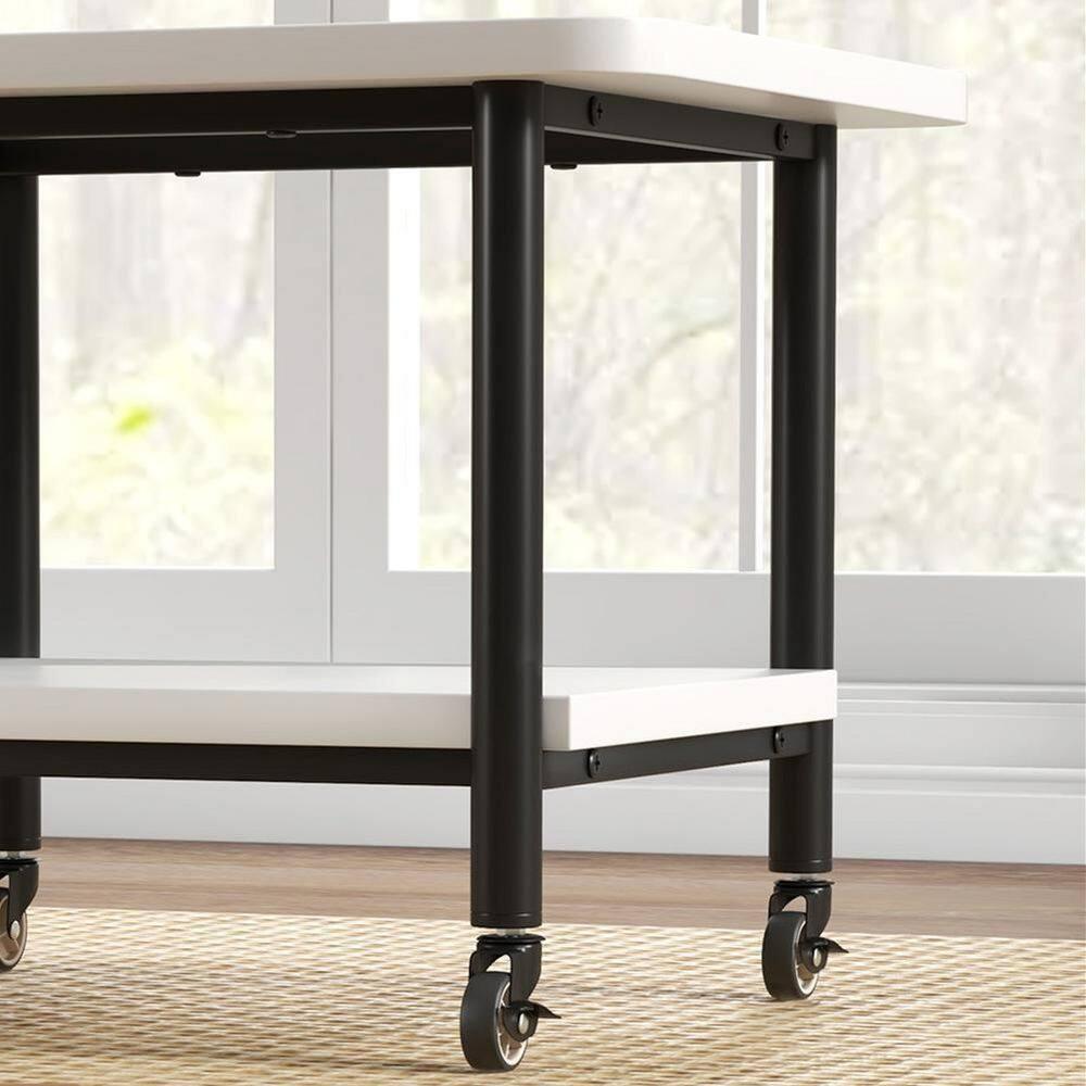 Tangkula 2-Tier Rolling Under Desk Printer Cart with 2 Storage Shelves Printer Stand for home office White