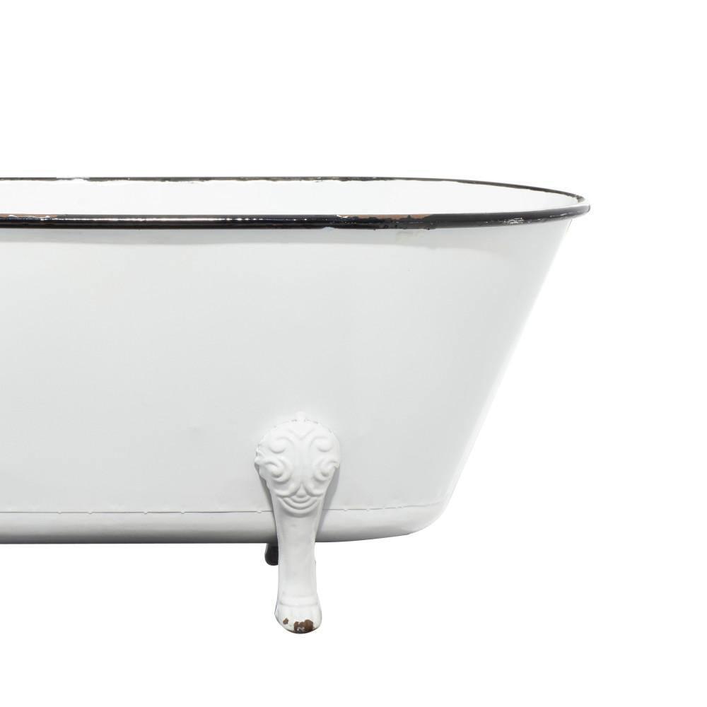 DecMode 20" x 9" Indoor Outdoor Bathtub White Metal Planter