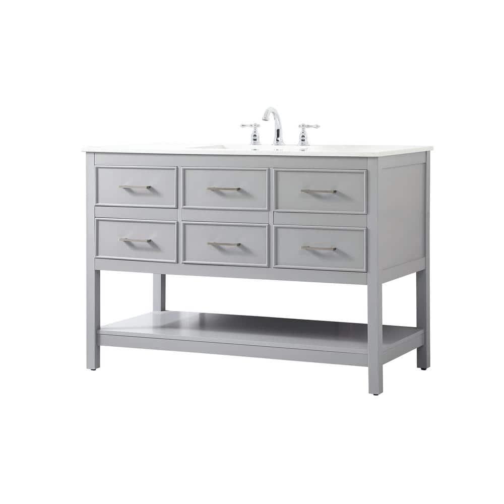 Elegant Decor Sinclaire 48" Aluminum Alloy & MDF Single Bathroom Vanity in Gray