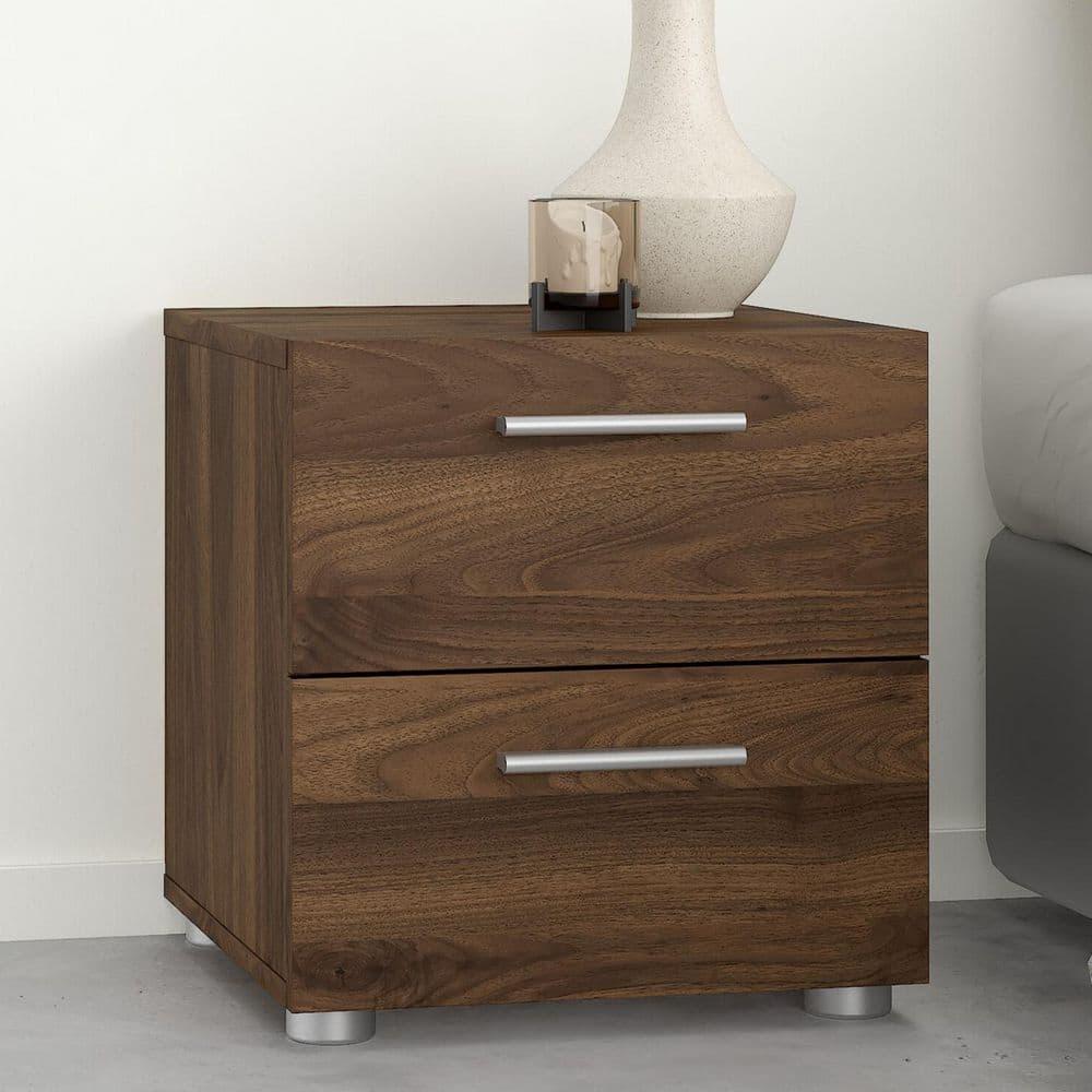Tvilum Loft 2 Drawer Bedroom Nightstand for Adults, Walnut