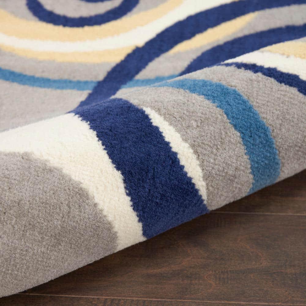 Nourison Grafix 5'3" x 7'3" (5' x 7') Grey Area Rug Retro Contemporary Geometric by Nourison