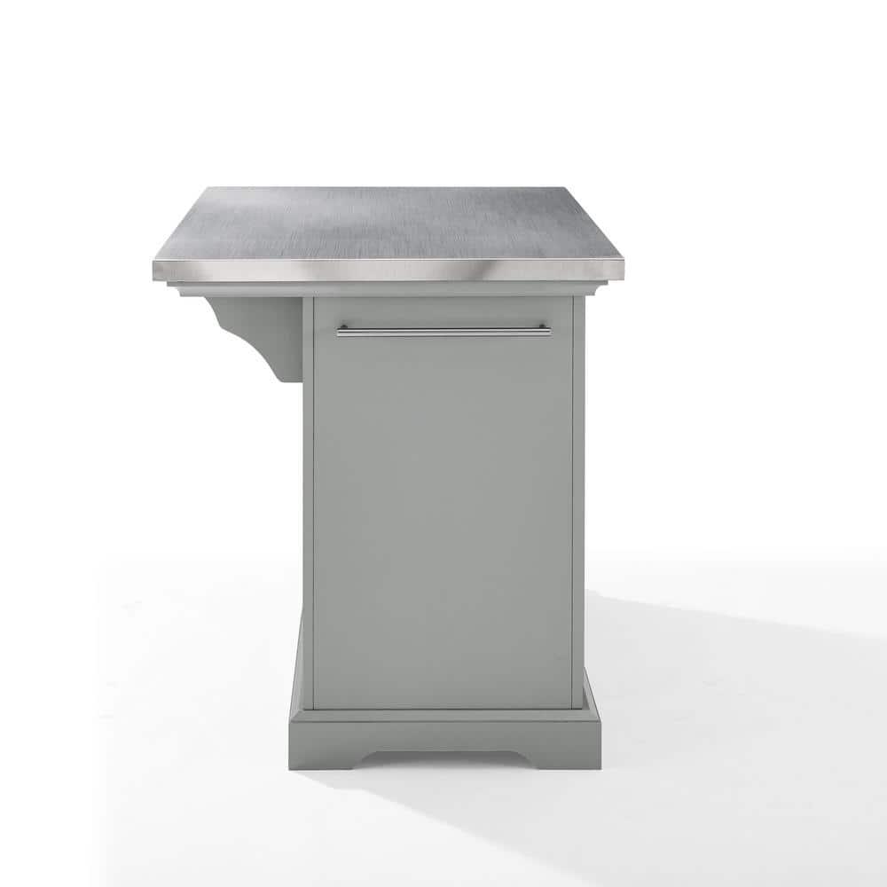 Julia Stainless Steel Top Kitchen Island Gray - Crosley: Towel Bar, Spice Rack, 5 Drawers, 2 Cabinets