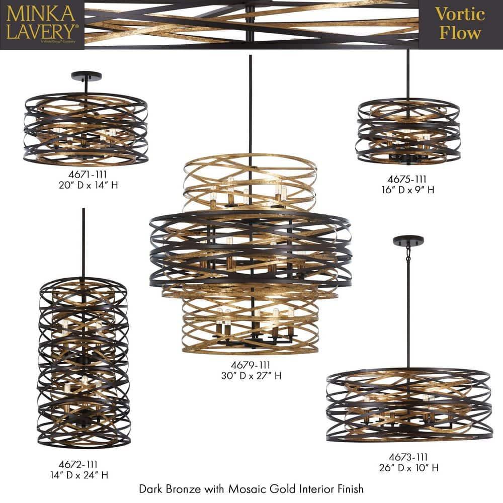 Minka Lavery Dark Bronze Mosaic Gold Chandelier 26" Wide Modern 6-Light Fixture for Dining Room House Foyer Kitchen Entryway Home