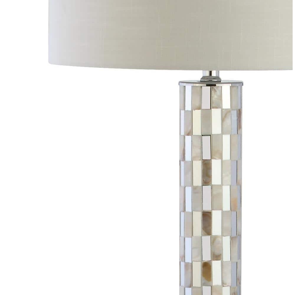 JONATHAN Y JYL1057A Liam 63.5" Seashell Mosaic LED Floor Lamp, Coastal, Traditional for living room, dinning room, bedroom, office Bulb Included, Cream