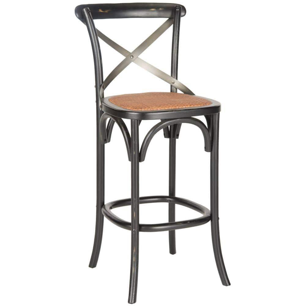 SAFAVIEH Eleanor Square Mid Back Bar Stool, Black