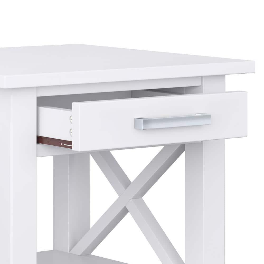 Simpli Home Kitchener 21" Square Contemporary Solid Wood End Table in White