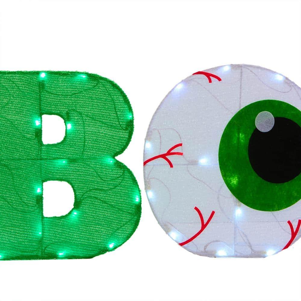 44" Prelit LED Tinsel Fabric "BOO" Sign Halloween Decoration - National Tree Company