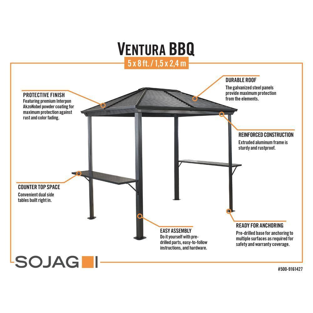 Sojag Ventura 7 Ft. W x 5.5 Ft. D Metal Grill Gazebo