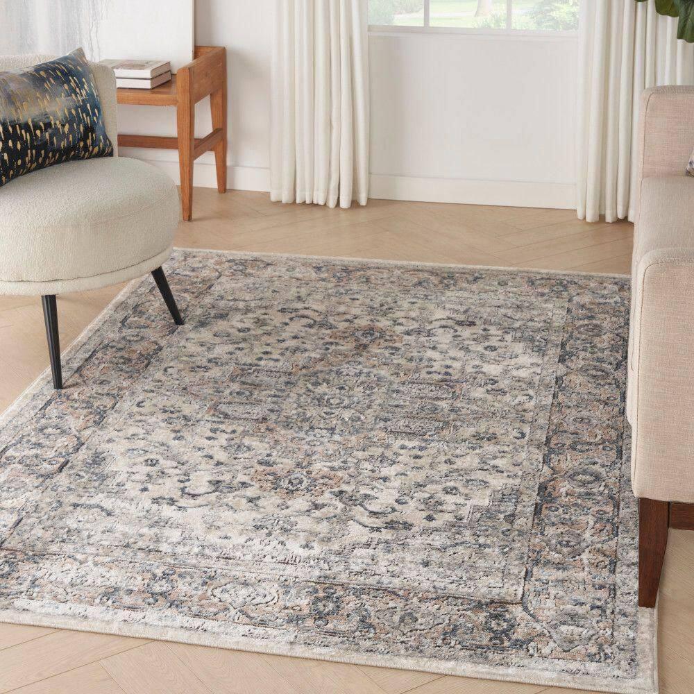 Nourison Concerto Center Medallion Indoor Rug Ivory Grey 5'3" x 7'3"