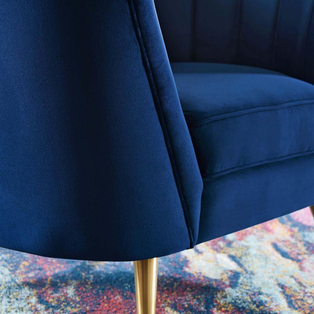 Modway Opportunity Modern Performance Velvet Armchair in Navy Finish