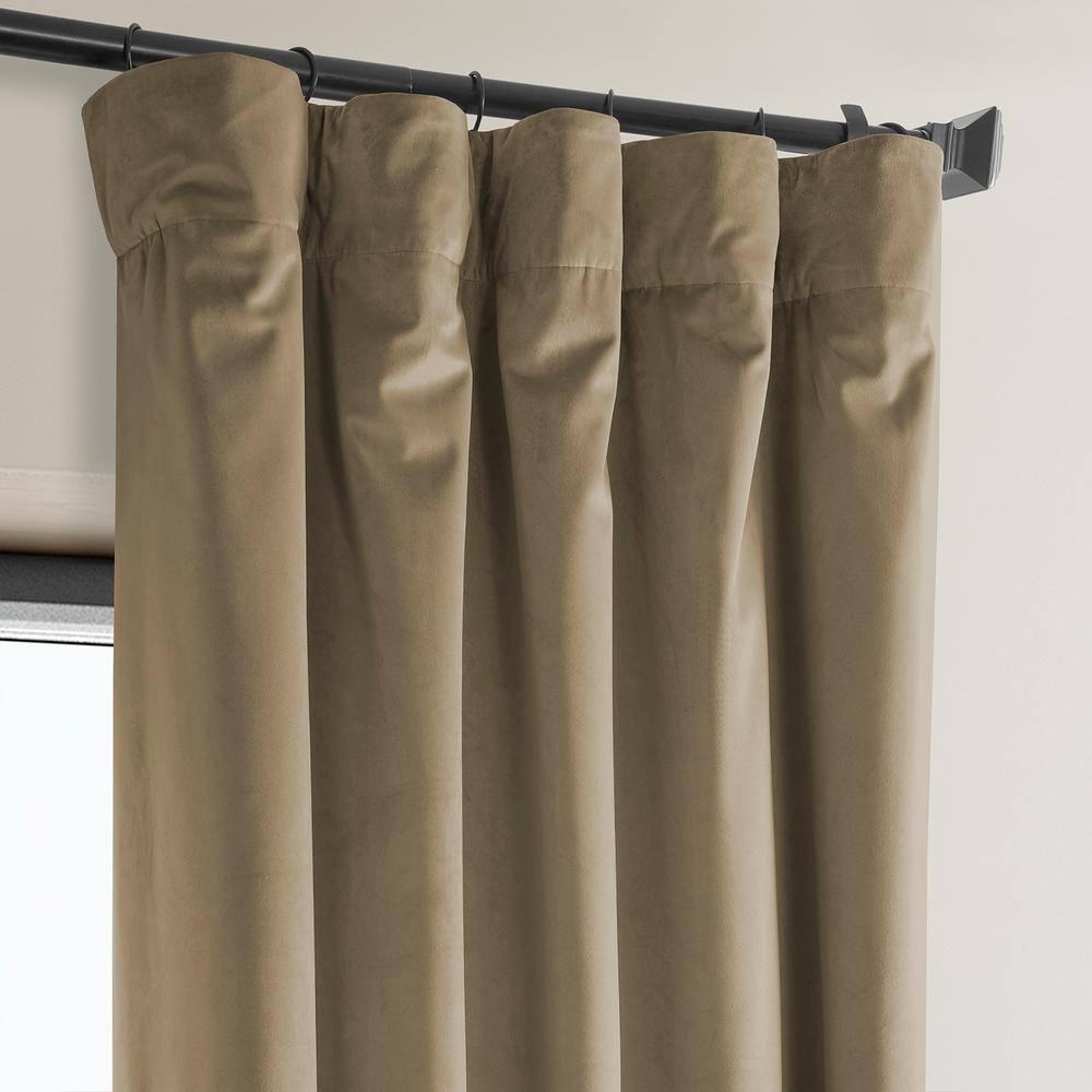 Half Price Drapes Museum Taupe Heritage Plush Velvet Room Darkening Curtains (1 Panel), 50W X 120L