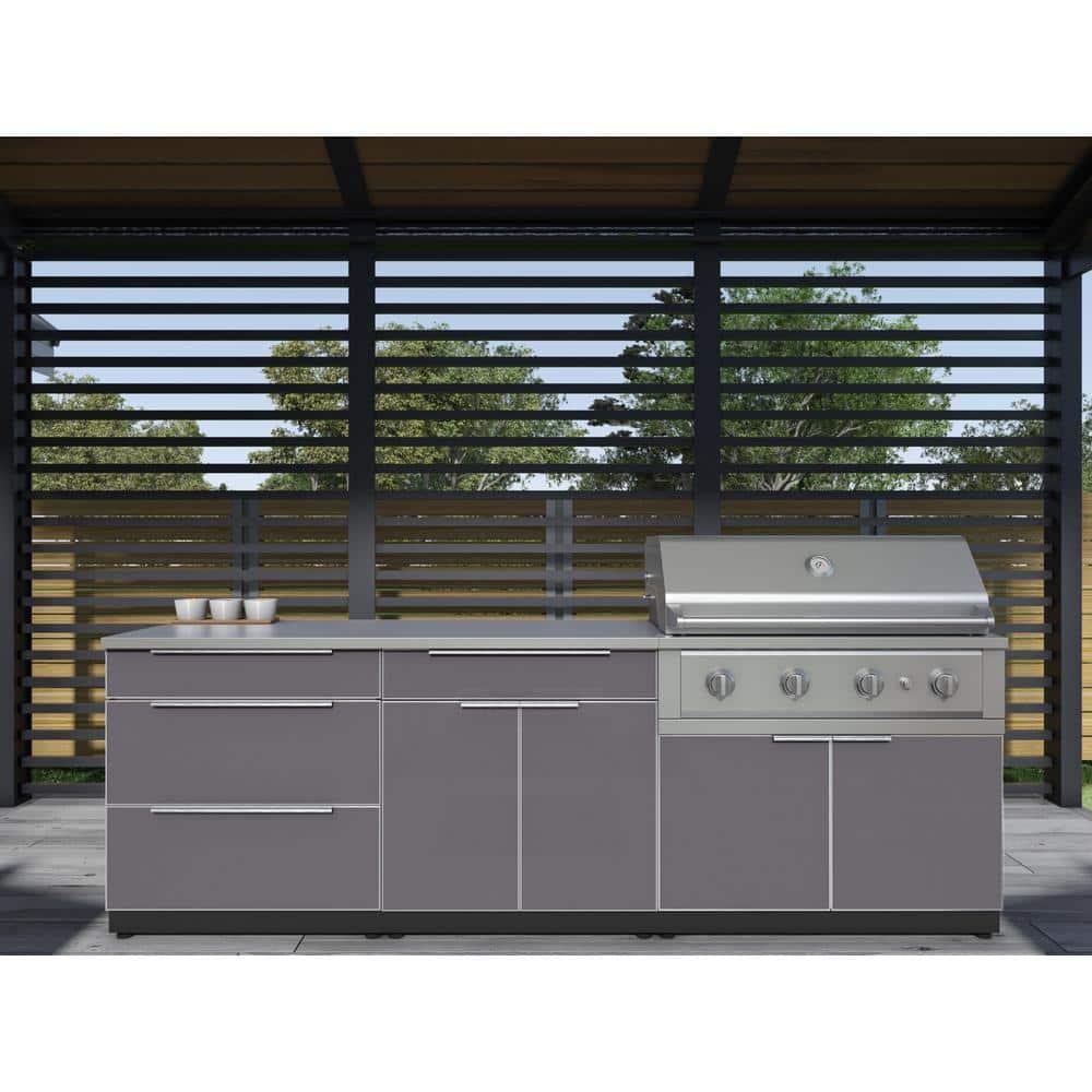 Outdoor Kitchen Aluminum 5 Piece Cabinet Set with 40 in. Liquid Propane Gas Performance Grill