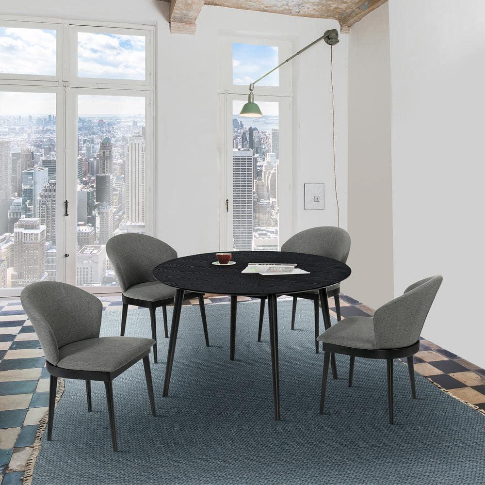 Armen Living Arcadia 48"Round Modern Wood Dining Table in Black