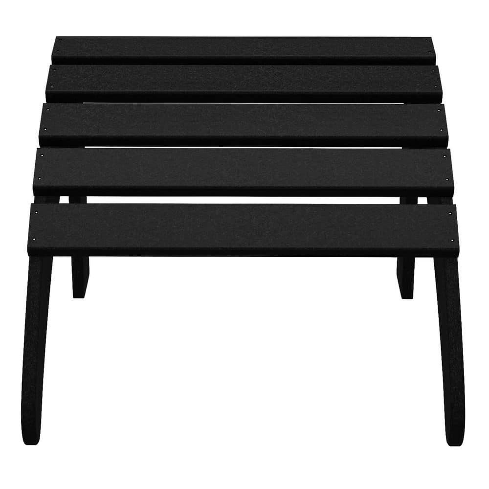 Polytrends  Laguna Hdpe All Weather Outdoor Patio Foldable Ottoman Black