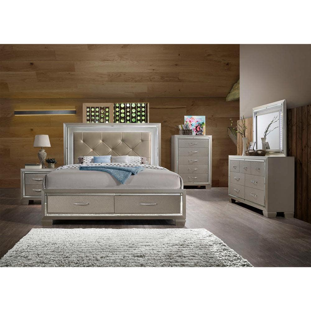 Picket House Furnishings Glamour Queen Storage Bed in Champagne