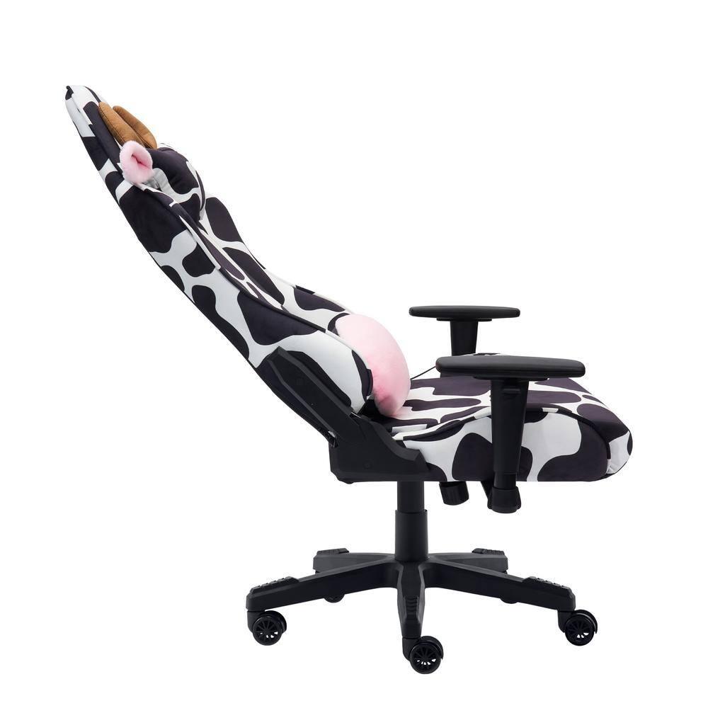 Ts85 Cow Print Luxx Series Gaming Chair Cow - Techni Sport: Velvet Upholstery, Memory Foam, Adjustable