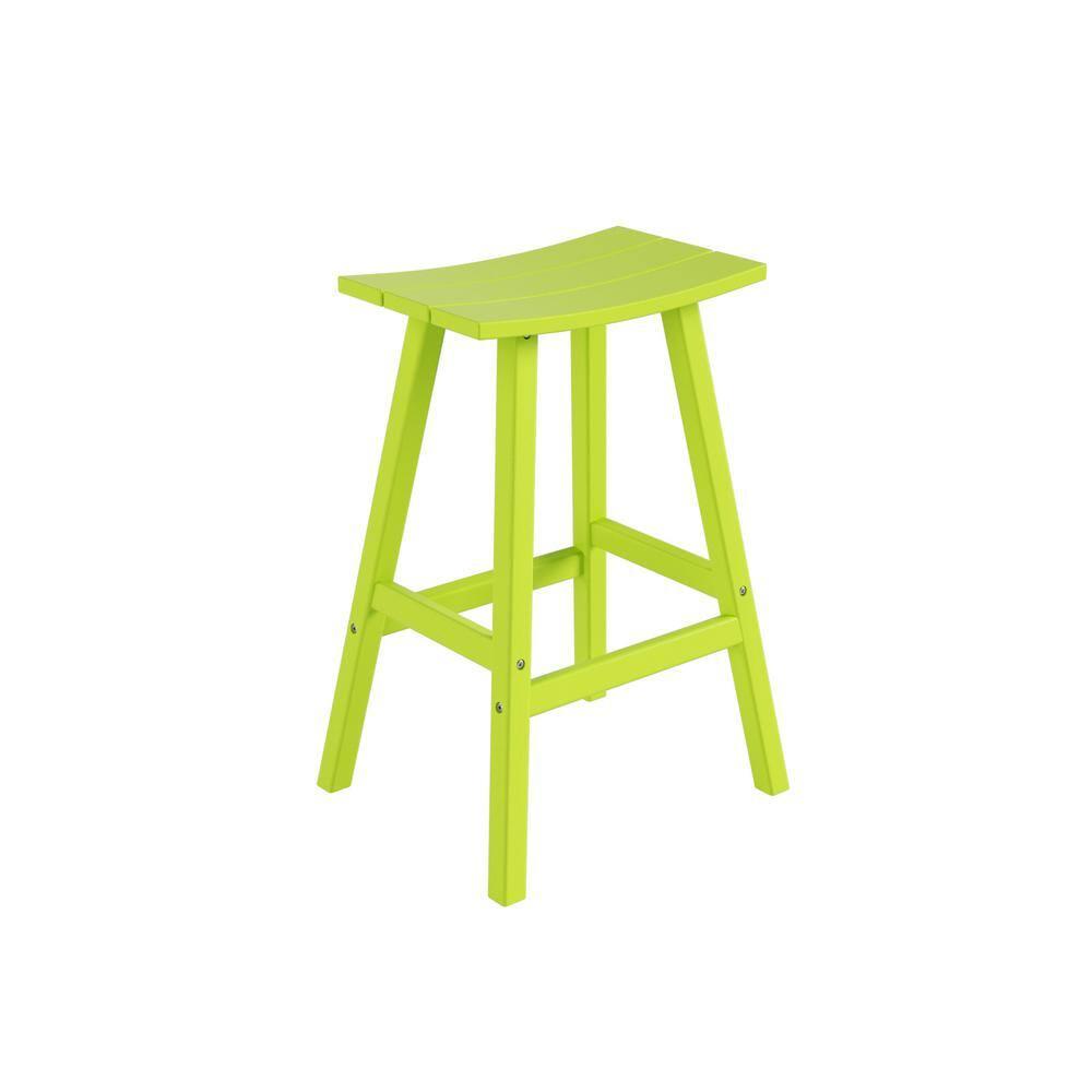 Polytrends  Laguna Hdpe All Weather Outdoor Patio 29" Saddle Seat Bar Stool Lime
