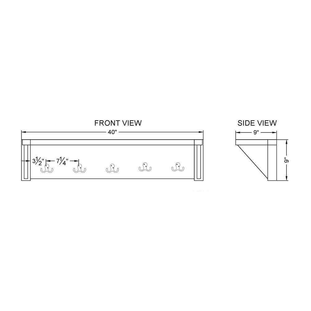 Newport 40" Coat Hook with Shelf and Faux Concrete Bench Set
