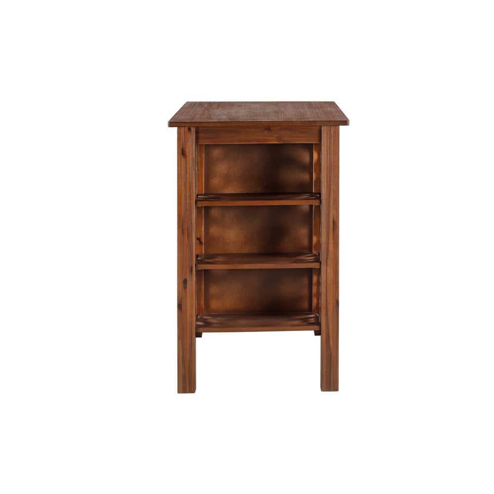 Rectangular Brittany Bar Table with Storage Shelves, Acacia Wood - Boraam: 3-Tier, Rustic Style