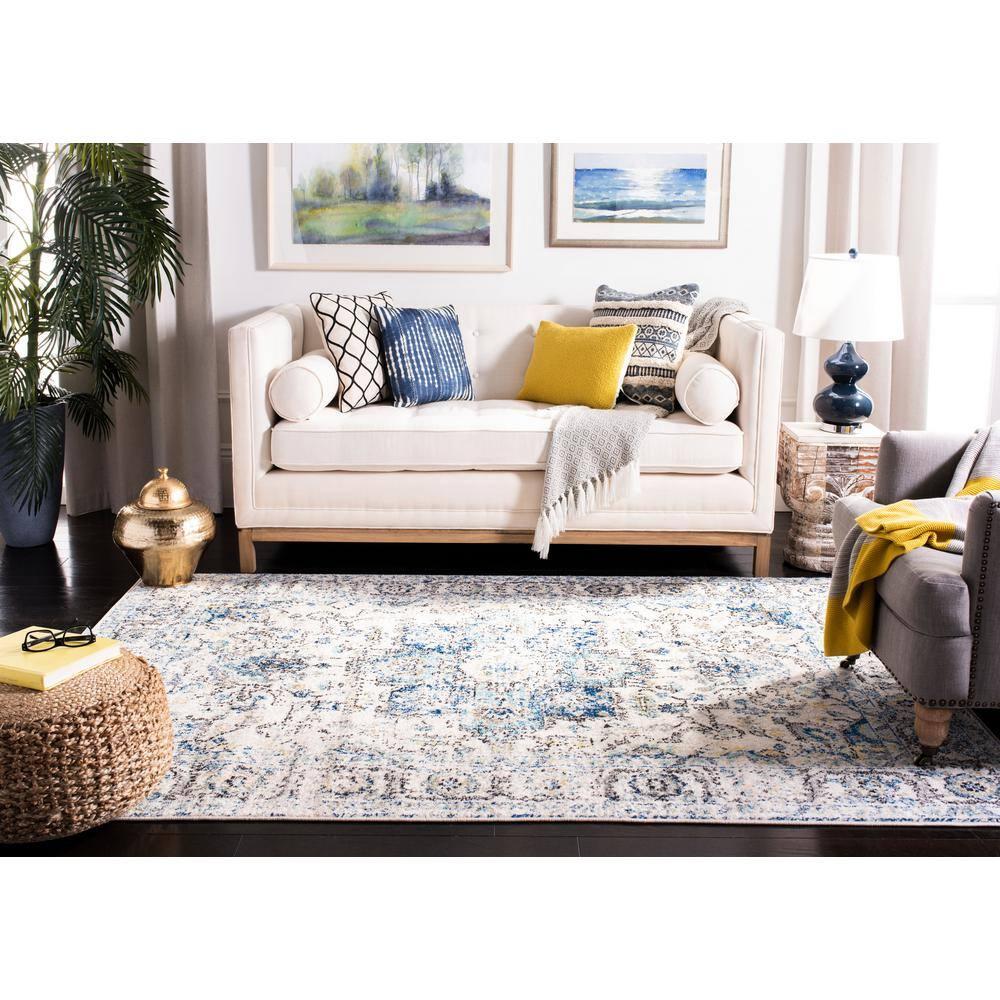 Madison MAD603 Power Loomed Indoor Area Rug - Turquoise/Ivory - 6'7"x6'7" - Safavieh