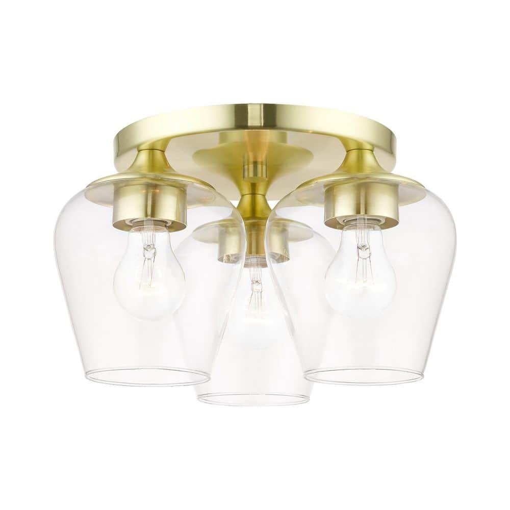 Livex Lighting Willow 3 - Light Flush Mount in Satin Brass