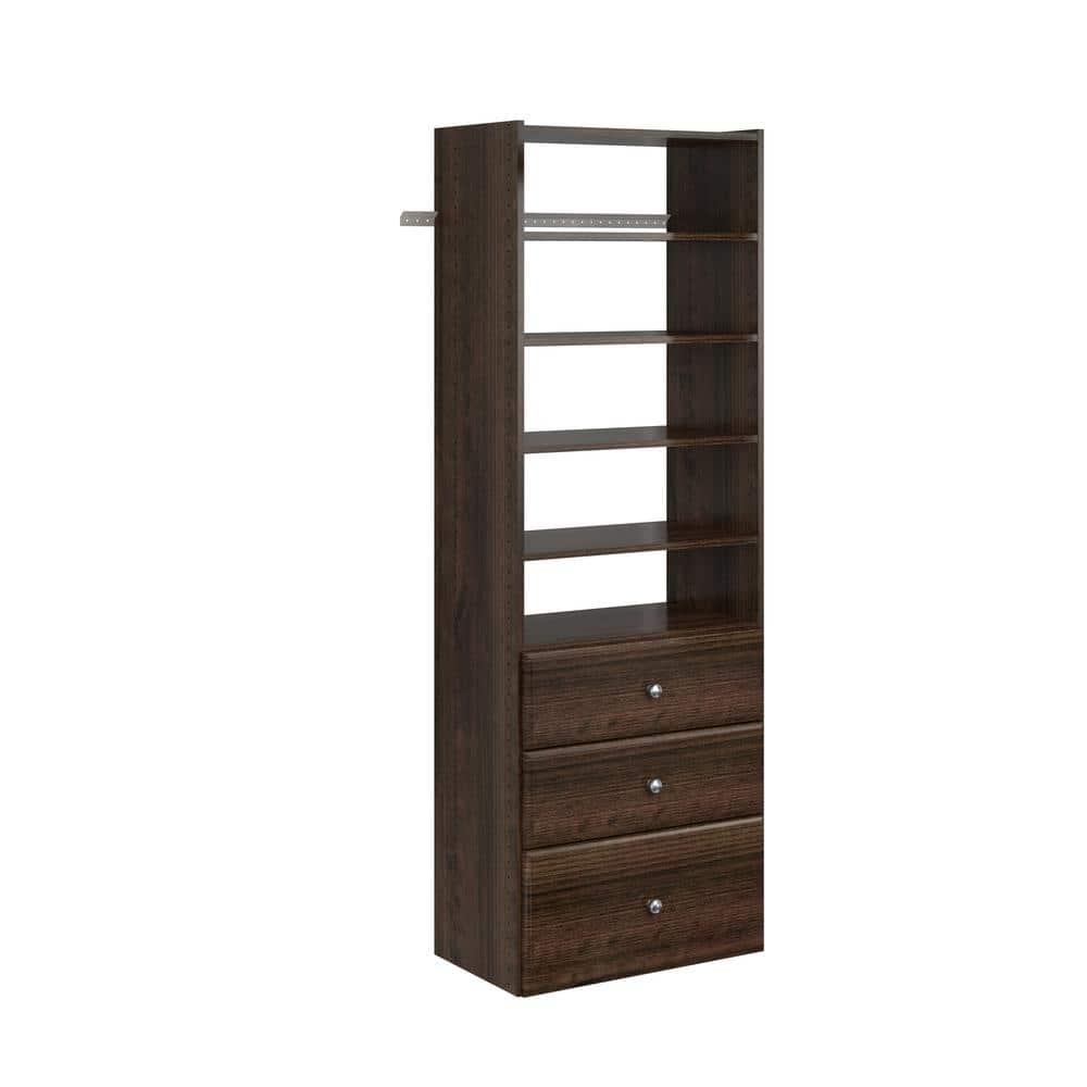 Easy Track Premium Tower Closet Organizer with Shelves and Drawers, Truffle
