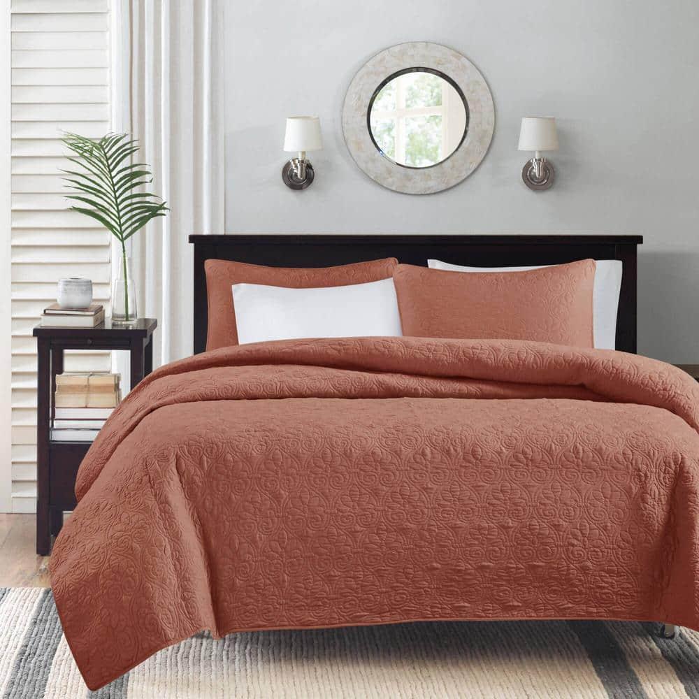 Madison Park 3pc Full/Queen Vancouver Reversible Quilt Set Clay Pink