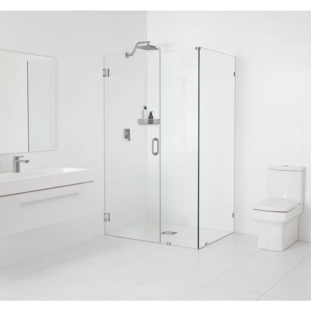 Illume 57 in. x 34 in. x 78 in. 90-degree Fully Frameless Wall Hinged Glass Shower Enclosure