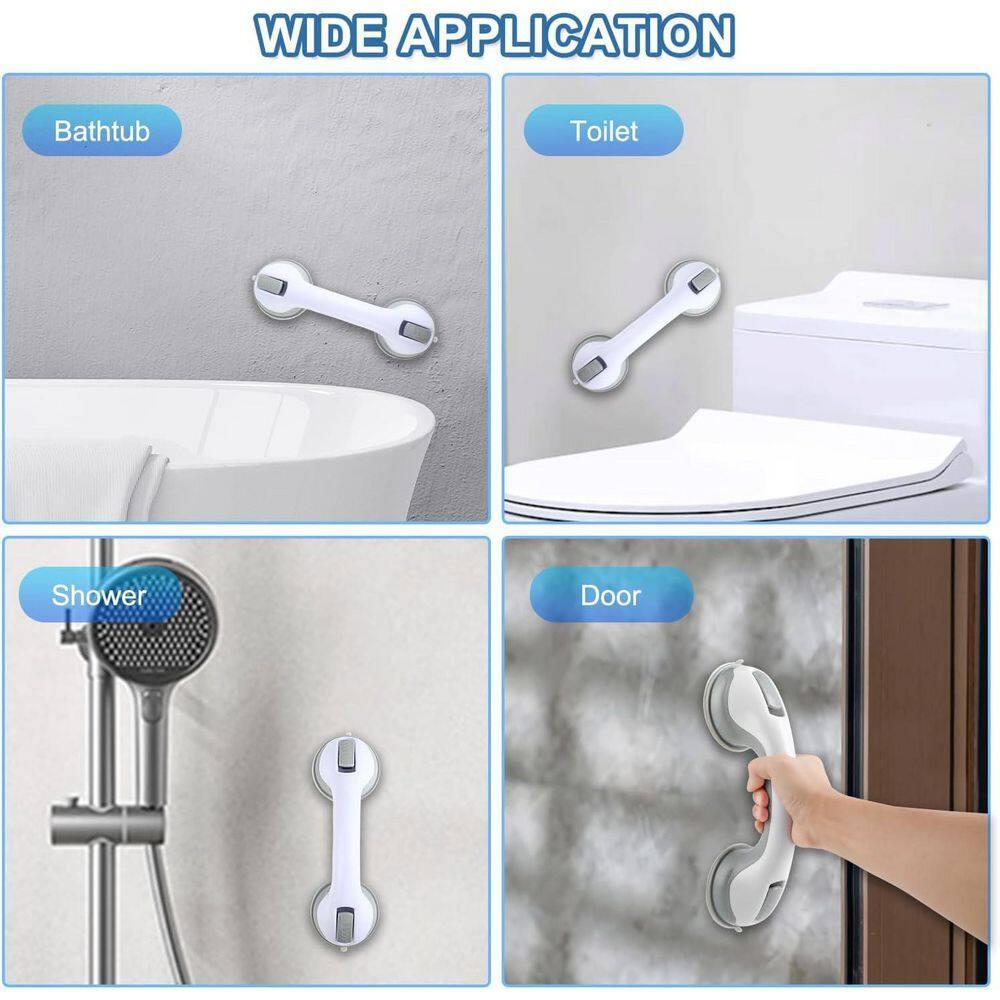 Grab Bars for Bathtubs and Showers, Zynuhmo 2 Pack 12 Inch Suction Safety Grab Bars for Senior and Elderly Assist Support Suction Cup Removable Handrails for Shower Chair No Drilling No Tools(Gray)
