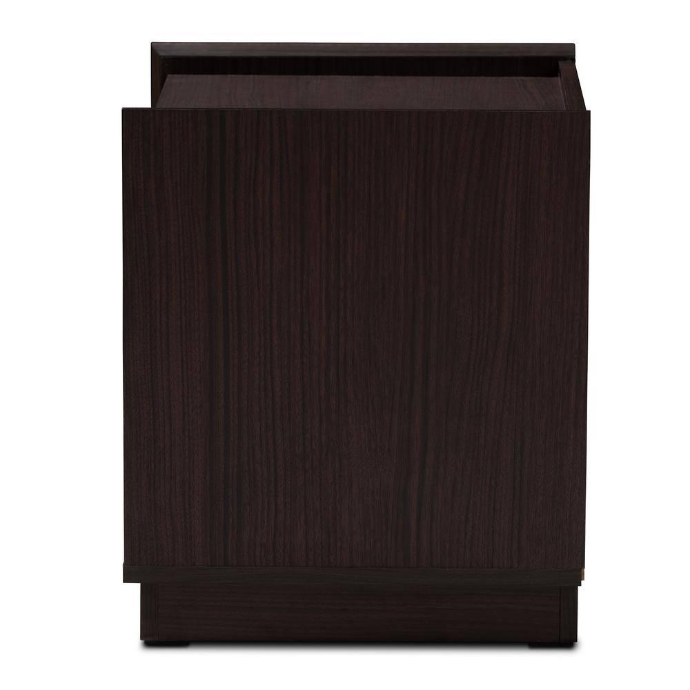 Larsine Finished 2 Drawer Nightstand Brown - Baxton Studio: Modern Design, Cut-Out Handles, Engineered Wood