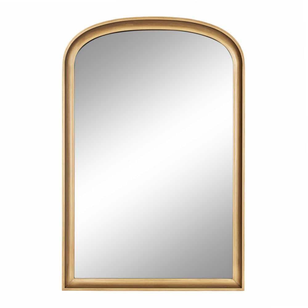 24"x36" Hatherleigh Basket Arch Wall Mirror Gold - Kate & Laurel All Things Decor: Durable Wooden Frame, No Assembly Required