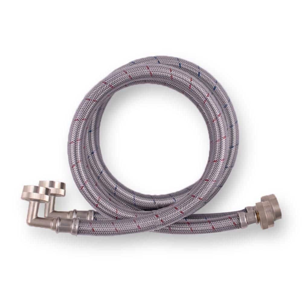2 Pack Universal Washing Machine Hoses with 90 Degree Elbow Connection, Stainless Steel Rust and Burst Protection (4 Feet)
