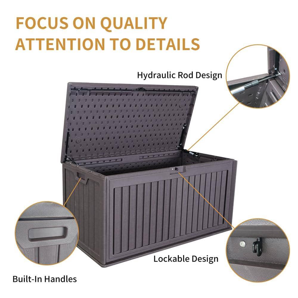 Zolyndo 100 Gallon Waterproof Outdoor Storage Box, Outside Resin Deck Box for Patio Cushions