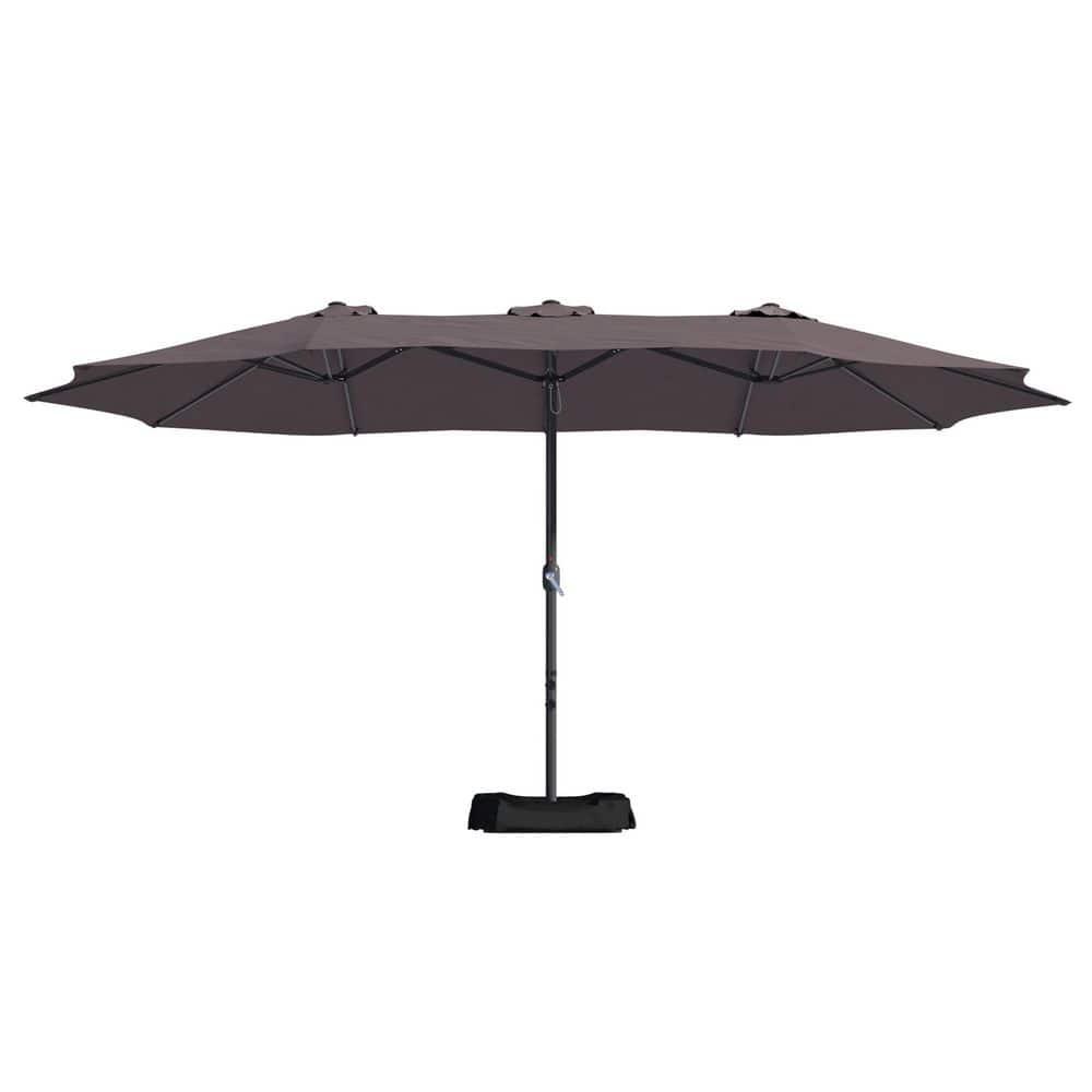 15ft Large Patio Umbrellas with Base Included, Outdoor Double-Sided Rectangle Market Umbrella with Crank Handle, for Pool Lawn Garden