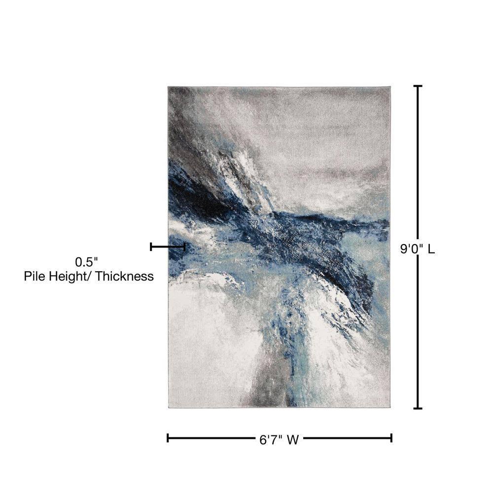 Galaxy GAL117 Power Loomed Indoor Area Rug - Blue/Grey - 6'7"x9' - Safavieh