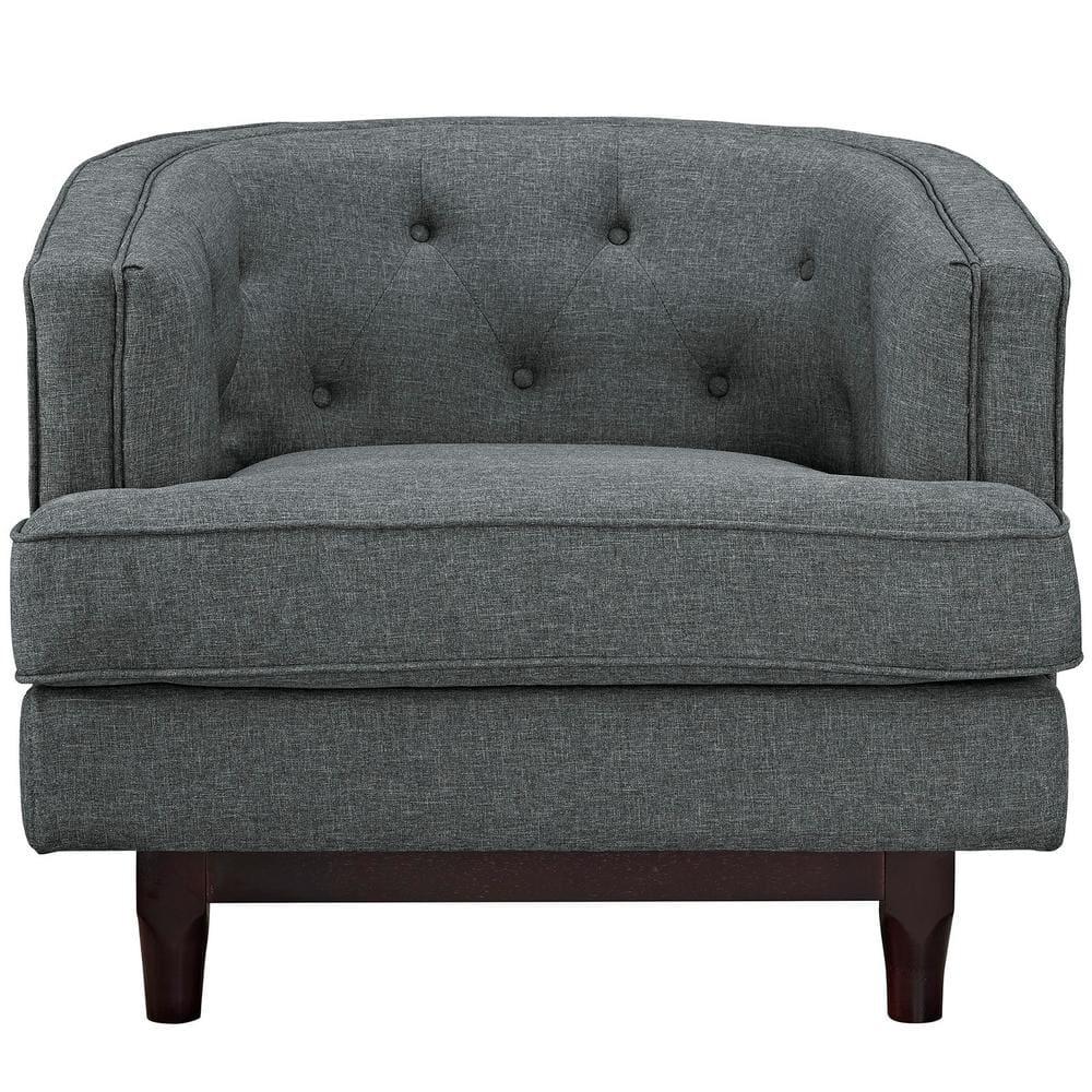 Modway Coast Upholstered Fabric Armchair in Gray
