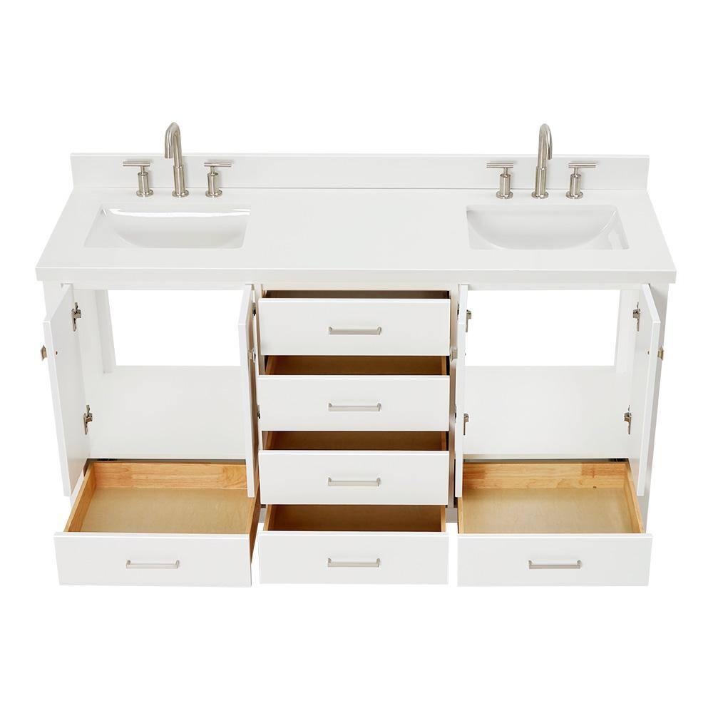 Ariel A067dwqrvo Cambridge 67" Free Standing Double Rectangular Basin Vanity Set - White