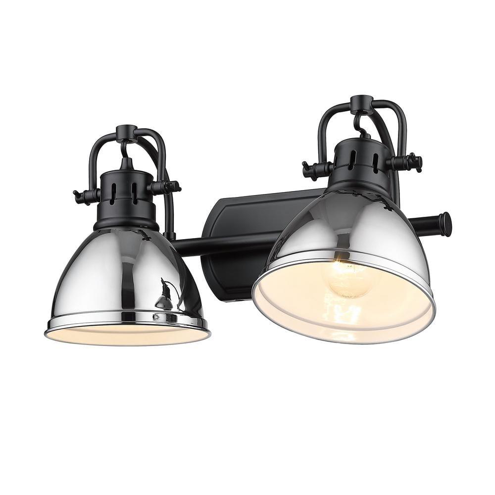 Golden Lighting Duncan 2-Light Metal Bath Vanity in Matte Black/Chrome