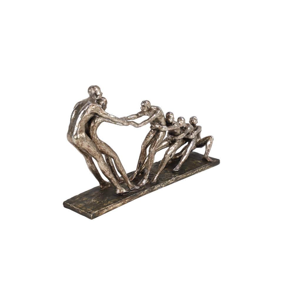 13" x 8" Silver Polystone People Sculpture, by DecMode