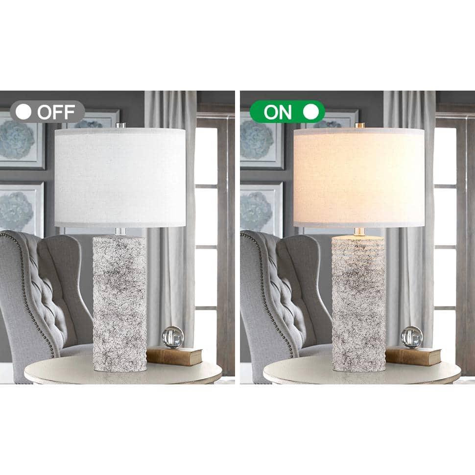 Kyrid 23.75”Glazed Ceramic Table Lamp Set of 2 for Living Room Light Grey Finish (Bulbs Included)