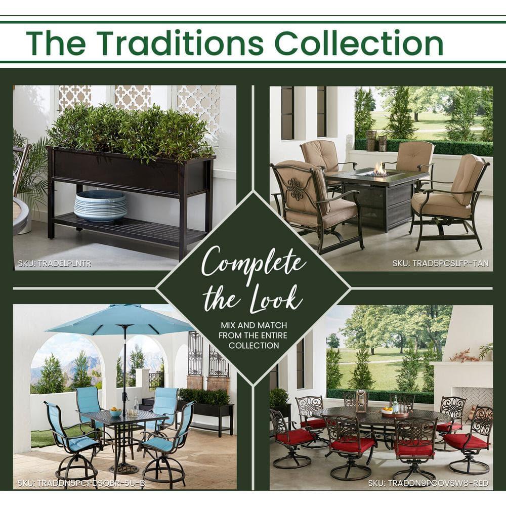 Hanover Traditions Outdoor Patio 50" Slat Top Console Table, 2 Shelf, Brushed Bronze Finish, Rust-Resistant, All-Weather - TRADCONTBL