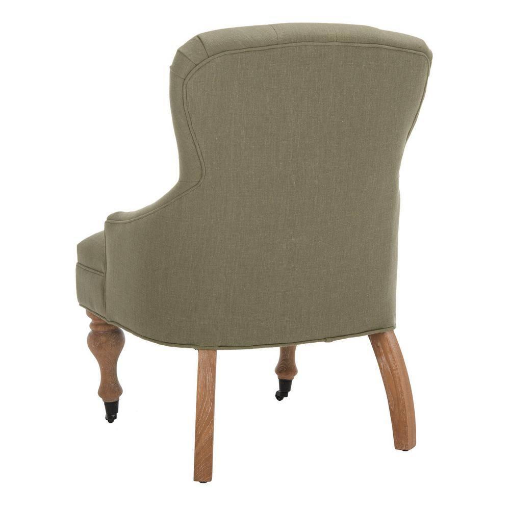 Petite Granite Grey Linen Upholstered Arm Chair with White Wash Birch Legs