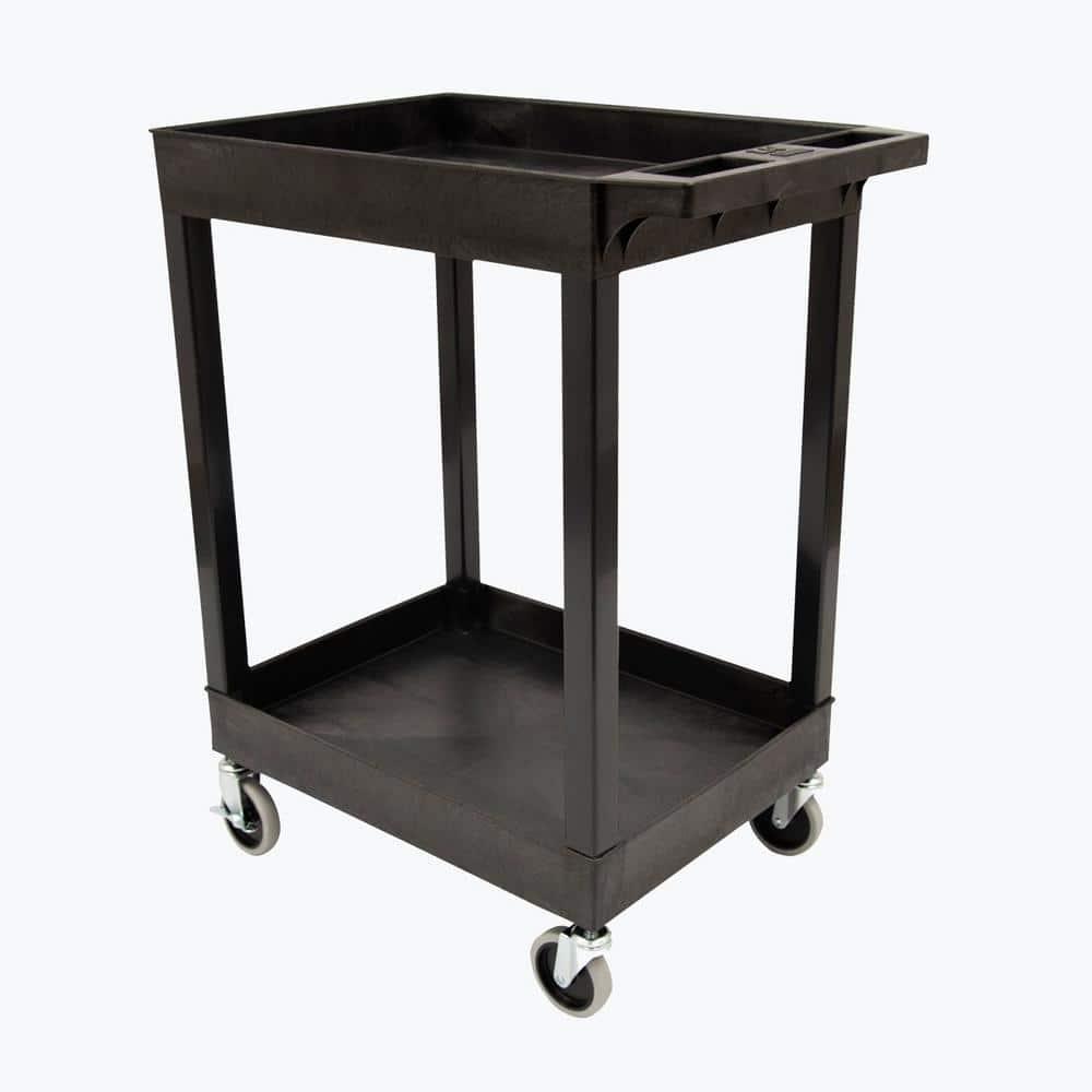 Luxor 18" x 27.25" Two Shelf Tub Utility Cart - Black