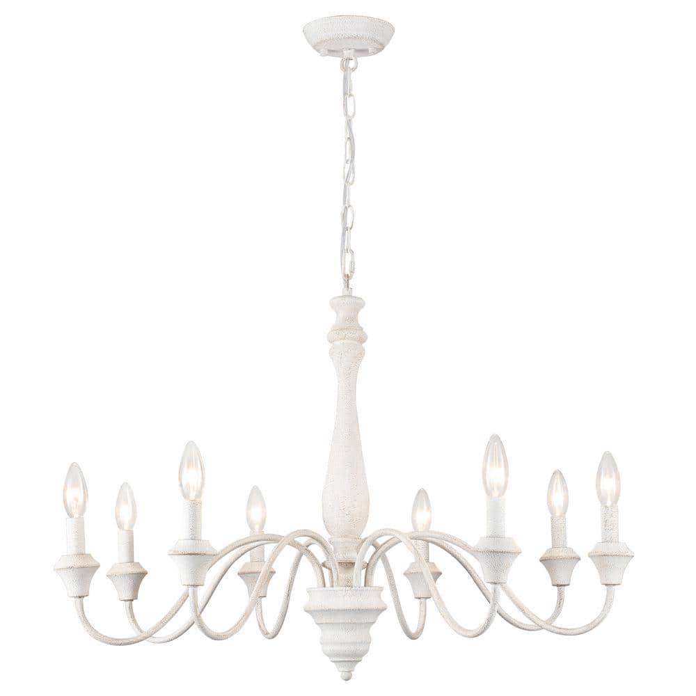 8-Light White Dimmable Classic / Traditional French Country Candle Chandelier for Kitchen Island with no bulbs included