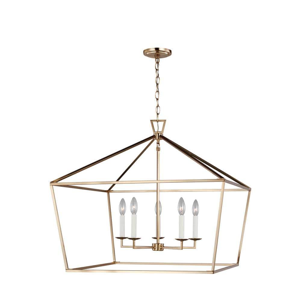 Dianna 25" Satin Brass 5-Light Farmhouse Pendant