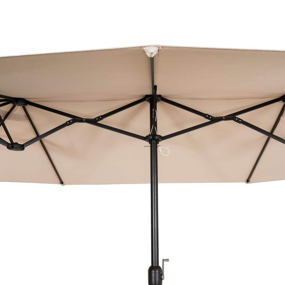 WestinTrends 15 x 9 Ft Double Sided Outdoor Twin Patio Market Table Umbrella, Beige